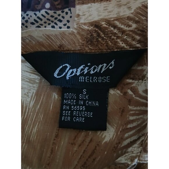 Options Melarose Womens Blouse Shirt Button Up Collared 100% Silk Short Sleeve - Picture 15 of 15